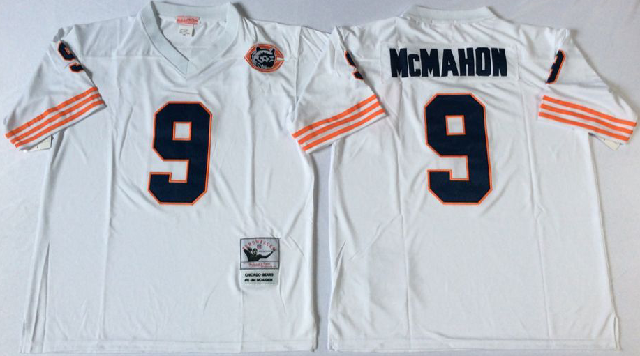 Men NFL Chicago Bears #9 McMahon white Mitchell Ness jerseys